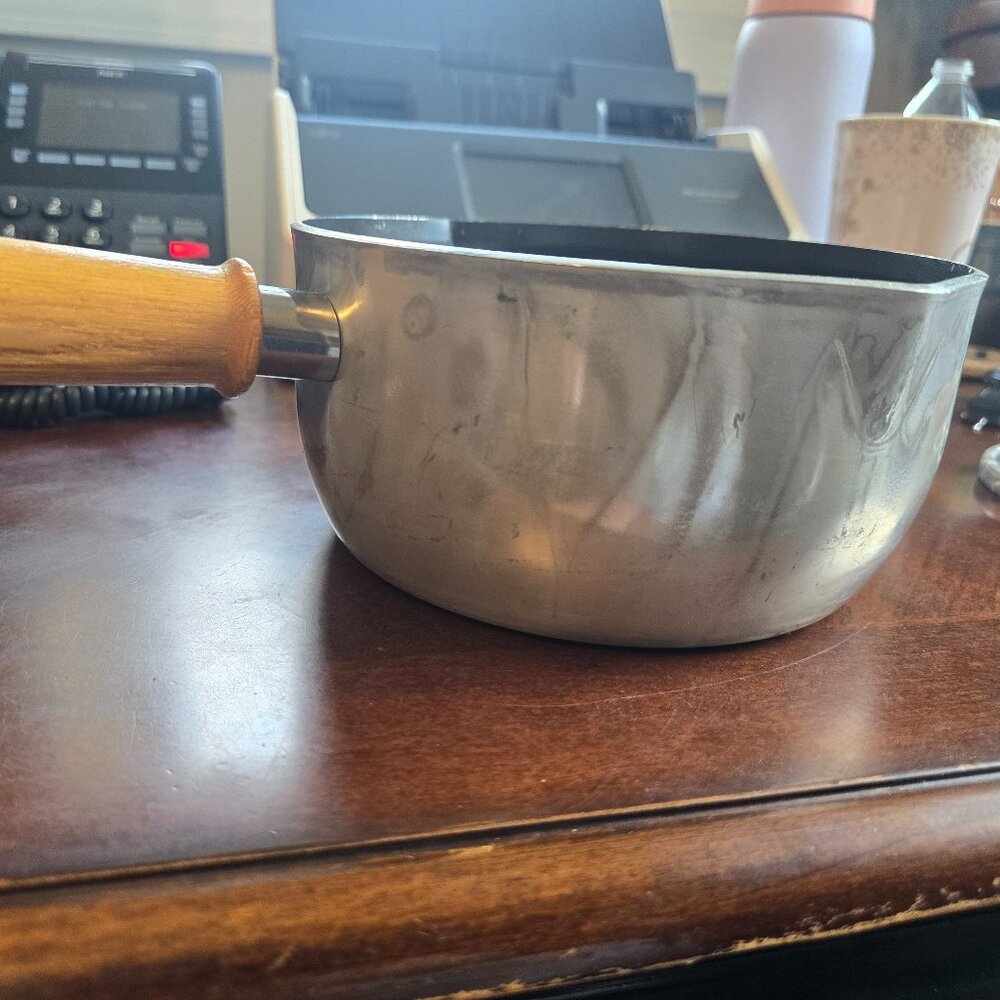 MIRRO 2 Quart Qt. 1.9L 8" Saucepan Pan Pot Nonstick, Wood Handle W/ Hook USA 542